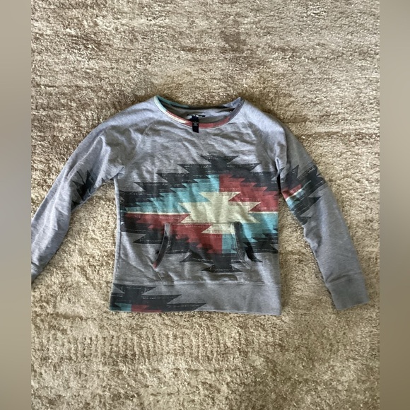 Lucky Brand crew neck Aztec design sweatshirt-kangaroo pocket-SZ M - Picture 1 of 3